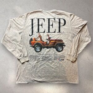 Jeep Spirit 1941 Mens Long Sleeve T-Shirt Beige Acid Wash Graphic Tee 1X
